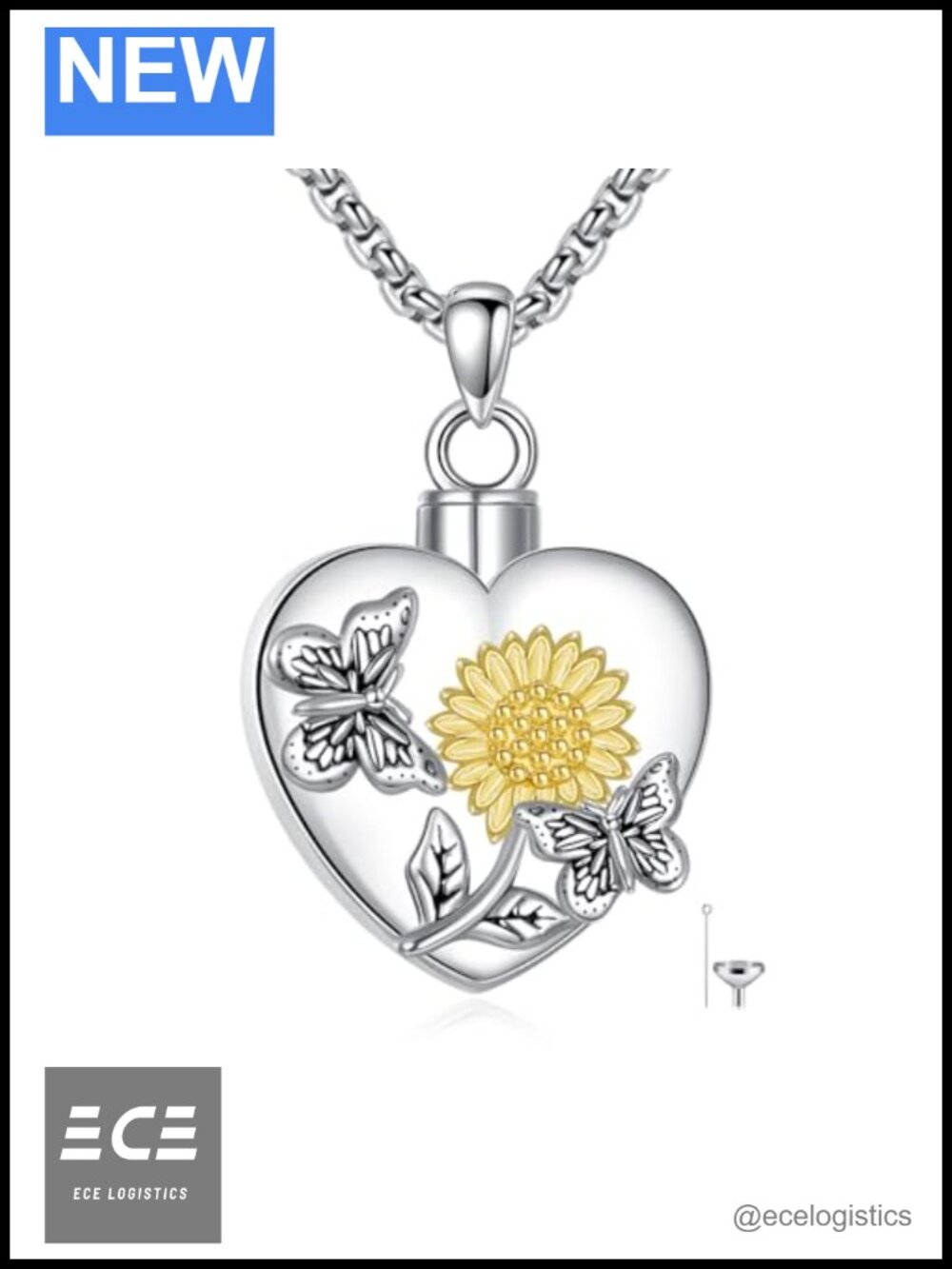 Sterling Silver Butterfly Urn Necklace for Ashes Cremation Memorial Jewelry